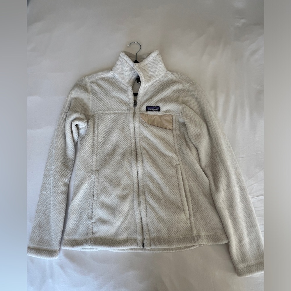 White Patagonia polartec thermal pro full zip jacket